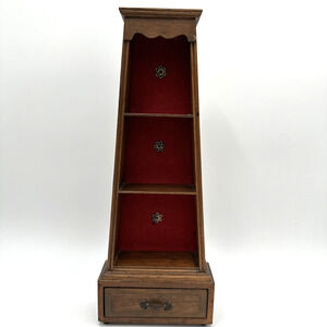 Vintage Wood Hanging 3 Tiered Wall Shelf Decor With Drawer